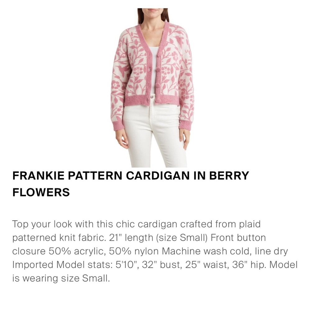 Floral Pink Cardigan Sweater - Picture 2 of 13